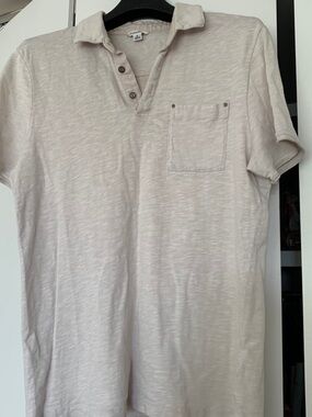 Calvin Klein Light Beige Men's Polo Shirt with Chest Pocket Size S top